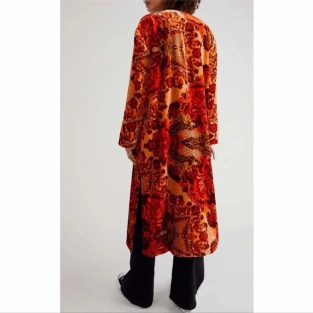 Free People Mirabella Velvet Printed Duster | Boho Festival Kimono Statement M/L - Picture 12 of 12